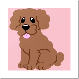 Simple Red Poodle - Pink Posters and Art